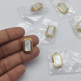 MOP Stainless steel rectangle charm